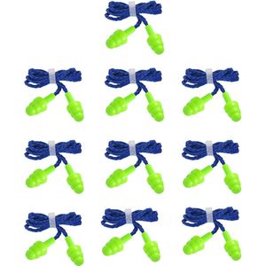Rekx® 10x Herbruikbare Oordoppen met koord - Gehoorbescherming - Muziek - Slapen - Klussen - Herriestoppers - Earplugs - Gehoorbescherming - In-ear - Groen