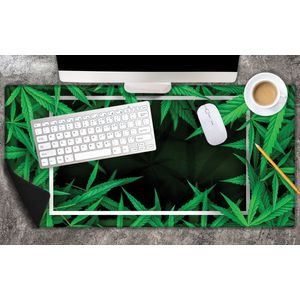 Bureau onderlegger - Kader van Cannabis Planten - 80x40 cm - 2 mm Dik - Bureau mat Vinyl