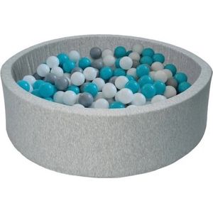 Viking Choice - Ballenbak grijs - Ø90 x 30 cm - 150 ballen - wit, grijs, turquoise
