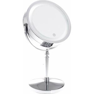 Dimbare LED-make-upspiegel 5x vergroting - Touch-make-upspiegel - Verlicht make-up scheren - Dubbelzijdig scheerniveau - Tafelspiegel badkamerspiegel - Echt verchroomd metaal