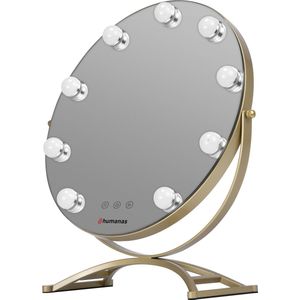 Humanas HS-HM03 make-upspiegel LED-verlichting - Goud - diameter spiegel 40 cm