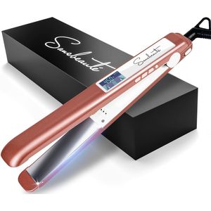 Sansbeauté® Professionele Stijltang - 2 in 1 - Krultang - Stijltangen - Hair Straightener - Snel Opgewarmd - 80℃ t/m 230℃ - Steilen & Krullen - ION technologie - Rosé Gold