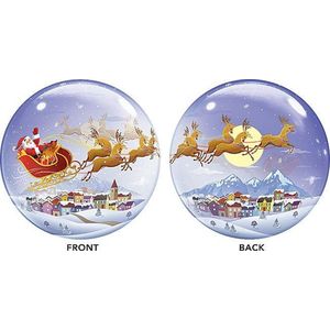 ballon bubble - kerstman in arreslee - 56 cm - leeg