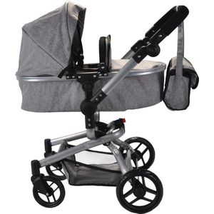 Bandits & Angels poppenwagen Modern Angel 2in1 grey - wandelwagen en buggy - 3 jaar - zwenkwielen- grijs