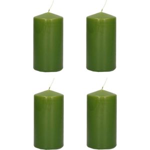 Trend Candles - Cilinderkaars - 6 x 12 cm - 40 uur - Olijfgroen - 4x