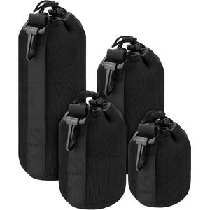 TRANKIELO® - 4-Pack Beschermende Camera Lens Buidels in Zwart – Waterbestendige Neopreen Lens Hoezen Geschikt voor Universele DSLR Camera Lenzen – Inclusief Small, Medium, Large & Extra Large Draagbuidels