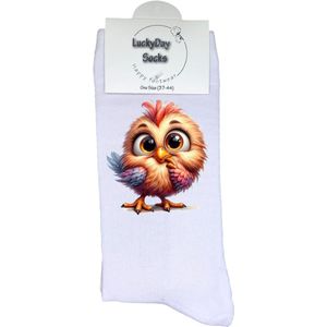 Kuiken - Valentijns Cadeau - Grappige sokken - Leuke sokken - Hem Haar sokken - Vrolijke sokken - Sint cadeau - Vaderdag - Moederdag - Verjaardag cadeau - Kerst cadeau - Vogel - Dieren - Leuk Cadeau - Print sokken - Haan - Socks maken Happy - 37-44