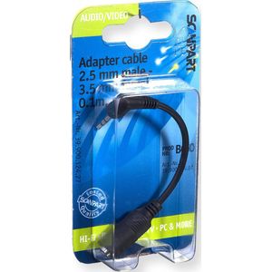 Scanpart mini jack adapter kabel - 10 cm - 2.5 mm (M) haaks naar 3.5 mm (F) - Geschikt voor koptelefoon - Converter
