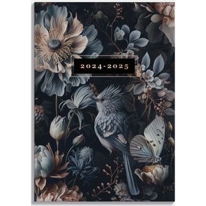 Hobbit - Mini Agenda - 2024-2025 - 1 week op 2 pagina's - A7 (7,5 x 10,5 cm) - Klassieke bloemen