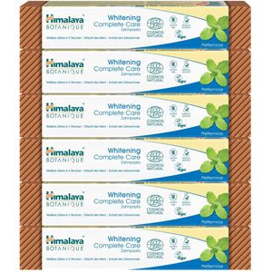 Himalaya Botanique Whitening Complete Care Toothpaste - Peppermint 6 x 75 ml - Natuurlijk Wittere Tanden in 2 Weken - Ayurvedisch - Fluoridevrij - Vegan - Met Papaya & Ananas Enzymen