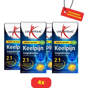 Lucovitaal Keelpijn Zuigtabletten - 2-in-1 Tabletten - 4 x 10 Tabletten Voordeelverpakking