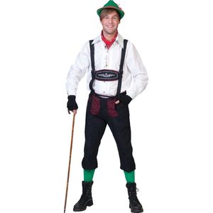 Funny Fashion - Boeren Tirol & Oktoberfest Kostuum - Munchen Alpine Hemd Man - Wit / Beige - Maat 56-58 - Bierfeest - Verkleedkleding