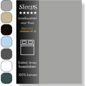 Sleeps Luxe Dubbel Jersey Hoeslaken Grijs - 90 x 200 cm - 100% Hoogwaardige Katoen - Hoge Hoek - Perfecte Pasvorm