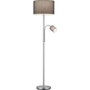 LED Vloerlamp - Torna Hotia - E14 Fitting - Rond - Mat Grijs - Aluminium