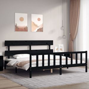 The Living Store Bed Grenenhout - Zwart - 205.5 x 185.5 x 81 cm (L x B x H) - 180 x 200 cm (B x L) - Multiplex lattenbodem