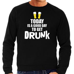 Zwarte fun sweater good day to get drunk - bier - heren -  Drank / festival trui / outfit / kleding M