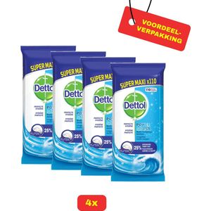 4 x Dettol Power & Fresh Ocean schoonmaakdoekjes 110 stuks - Voordeelverpakking!