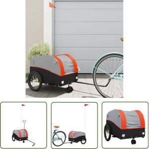 The Living Store Fietstrailer 30 kg ijzer zwart en oranje - Fietstrailer - Fietskar - Karretje - Transporteur - Zwaar Transport