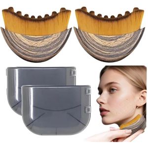 2 Contour Face Brushes - Zacht en niet-irriterend - voor het modelleren, tegen wallen, liften en absorptie - Ideaal voor dagelijks gebruik