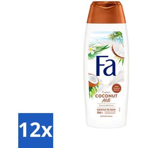 12 x Fa - Douchegel - Coconut Milk - Hydraterend & Kalmerend - Verzachtend - 250 ml - Douchegel - Kokosmelk - Hydraterend - Kalmerend - Verzachtend