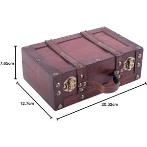 Ouderwetse kleine koffer - antiek - hout - 1 stuk - kersenboom - 20,32 x 12,7 x 7,65 cm