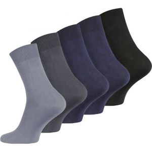 5 paar Heren kousen sokken maat 39-42 zwart, blauw en grijs
