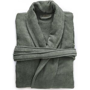 LINNICK Pure Badjas Velours - 100% Katoen - Olive Green - Maat L - Badjas Dames - Badjas Heren