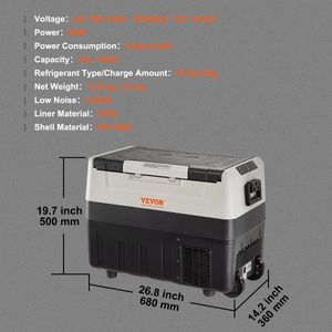Instinct® 45L Auto Koelkast en Vriezer - Draagbare Compressor Koelbox voor Camping - Reizen en Outdoor Avonturen - zwart/grijs