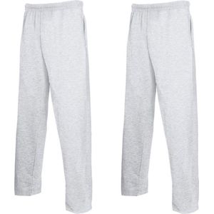 2 Pack Fruit of the Loom Jogginbroek Heren met Rechte Pijp - Trainingsbroek Heren - Grijs (Maat S) Inclusief 2 TLRGolf Wasknijpers
