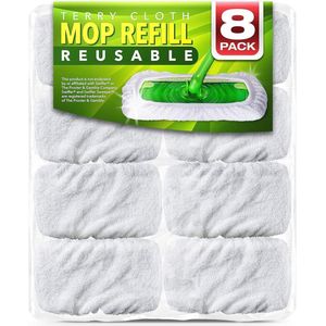 Herbruikbare 100% Katoenen Mop Pads Geschikt voor Swiffer Moppen (8 Pack) Wasbare Mop Pads voor Nat en Droog Gebruik