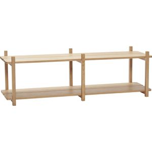 HÜBSCH INTERIOR - MASON FSC® eiken wandrek, opbergrek met twee schappen - 150x45xh47cm