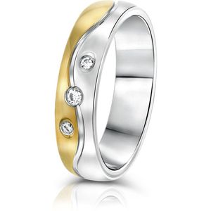 Lucardi Dames Vriendschapsring Valletta zirkonia - Ring - Cadeau - Staal - Zilver- en Goudkleurig