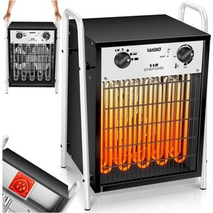 MASKO® Bouwkachel 9kW - Ventilatorkachel voor Binnen- en Buiten Elektrische Kachel Keramische Werkplaatskachel Electrische Verwarming 9000 Watt - Wit