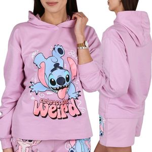 DISNEY Stitch KATOENEN sweater met CAPUCHON voor meisjes, over het hoofd aan te trekken, 100% KATOEN