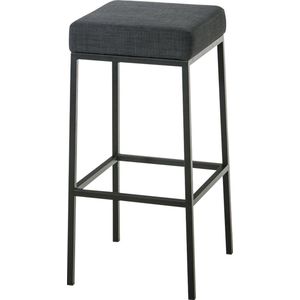 Moderne barkruk Vierkant - Zonder rugleuning - Ergonomisch - Set van 1 - Barstoelen voor keuken of kantine - Vierkant - Polyester - Donkergrijs/zwart - Zithoogte 80cm