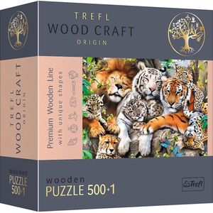 Trefl - Puzzles - ""500+1 Wooden Puzzles"" - Wild Cats in the Jungle