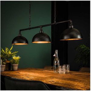 Hanglamp van 3 Lampen industrieel - Donkergrijs Metaal - Eetkamer - Woonkamer - Rond - Hanglamp - In Hoogte Verstelbaar tot 1500 cm - 118 cm breed - Snoerlengte 150 cm - Voedingstype Netstroom