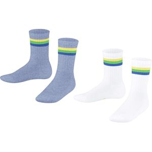 Esprit Tennis Stripe 2-Pack gestreept duurzaam biologisch katoen multipack kindersokken meisjes jongens veelkleurig - Maat 27-30