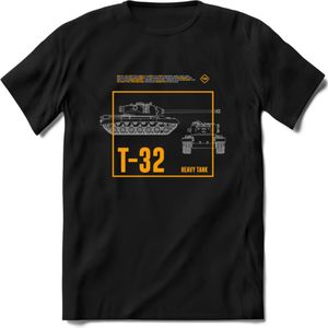 T32 Heavy tank leger T-Shirt | Unisex Army Tank Kleding | Dames / Heren Tanks ww2 shirt | Blueprint | Grappig bouwpakket Cadeau - Zwart - XXL