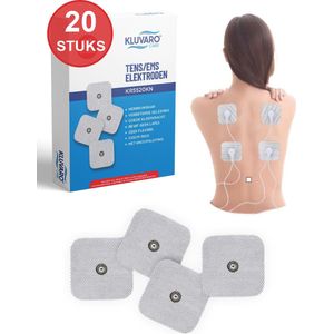 Kluvaro TENS EMS Elektroden Pads - Elektrodentherapie Apparaat - 3,5 mm Stekkersluiting - Extra Kleefkracht - 5x5 cm - 20 stuks