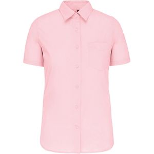 Blouse Dames S Kariban Korte mouw Pale Pink 65% Polyester, 35% Katoen