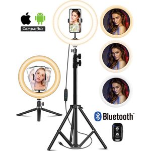 BS® Ringlamp met Statief Smartphone - 10’ Pro LED 210cm Verstelbaar - Instagram Facebook TikTok Youtube – Ringlight – Gratis mini Tripod Telefoonhouder €19,95