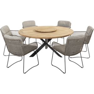 Aprilla Prado dining tuinset 160 cm rond 7 delig Pure 4 Seasons Outdoor