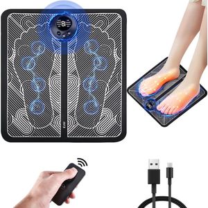 Massage Apparaat EMS-voetmassageapparaat met 8 modi en 19 instelbare frequenties - Afstandsbediening USB-draagbare voetmassageapparaat voor doorbloeding en verlichting van spierpijn