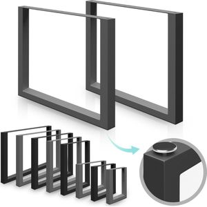 Miadomodo Set van 2 Tafelpoten - Metaal - Frame - Antraciet - U-vorm - 64 x 40 cm