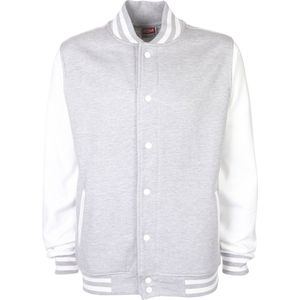 Varsity Jacket unisex merk FDM maat S Grijs/Wit