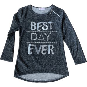 Trui / Tuniek 'Best Day Ever"" - Antraciet - Maat 116/122 (8)