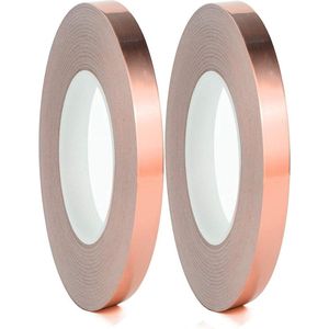 Koperfolieband 2 vellen met dubbele koperband geleidend voor glasplaten zelfklevend voor handwerk kunst gitaar afscherming EMI elektrische reparaties.