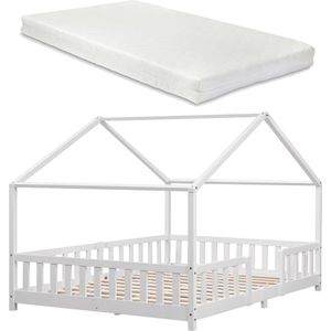 In And OutdoorMatch Kinderbed Nikolas - Met matras - 140x200 cm - Wit - Voor meisjes - Voor jongens