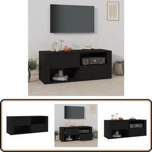 vidaXL Tv-meubel zwart 100x35x40 cm hout Tv Kast - Tv Stand - Tv Meubels - Houten Tv Kast - Zwarte Tv Kast